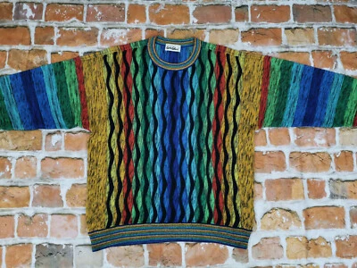 Carlo Colucci Rey Vintage Jersey Arco Iris Muy Colorido Informal Talla:L Punta - Imagen 1 de 4