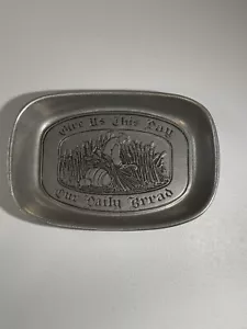 Vintage Wilton Gib uns diesen Tag unser täglich Brot Zinn Brotteller Tablett Hergestellt in den USA - Bild 1 von 5