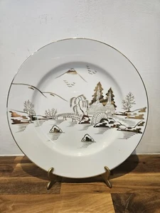 6 x 1950/1960’s Hakusan China Dinner Plate Made in Japan Gold Mount Fuji 26cm - Picture 1 of 15
