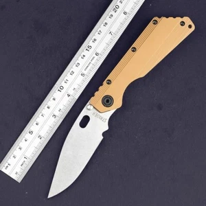 Smf Gold Titanium Handle Outdoor Camping Hunting Tactical Pocket Knife D2 Blade - Picture 1 of 6
