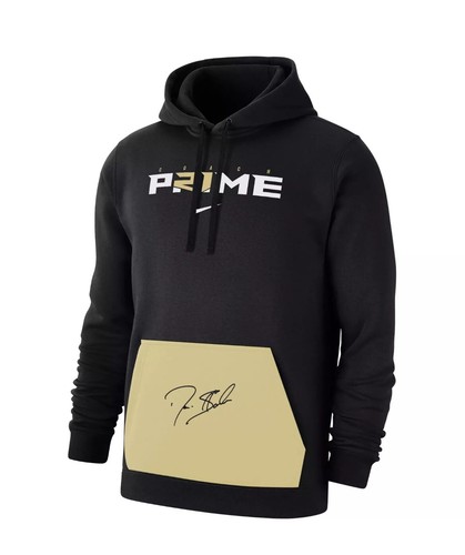 Nike Coach Prime Deion Sanders Club Pullover in Pile Nero Uomo Large *NUOVO*