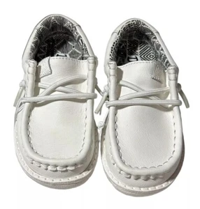 Nuevo Hey Dude Wally Cuero Mono Blanco Niño Pequeño Talla 7 EE. UU. UE 25 NUEVO SIN ETIQUETAS - Imagen 1 de 6