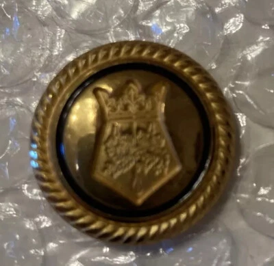 Aquascutum Blazer Button Large For Front Of Cost Logo Brass W/ Navy Blue Enamel - Image 1 of 2