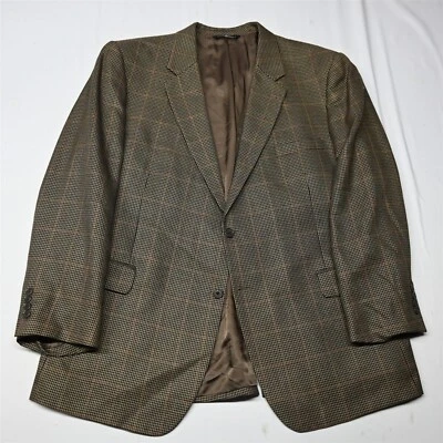 Jos A Bank 50R Brown Houndstooth Signature Silk Camel Hair Blazer Jacket Coat - Image 1 of 4