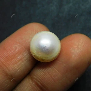 Natural 6.75 Ct Sea Pearl White Mabe CERTIFIED Perfect Round Cut Loose Gemstone - Picture 1 of 14