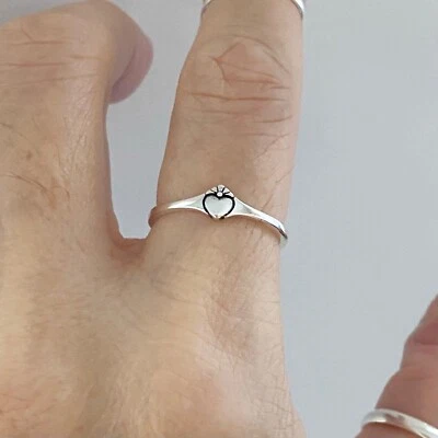 Sterling Silver Little Heart Claddagh Ring, Crown Ring, Silver Ring, Heart Ring - Image 1 of 4