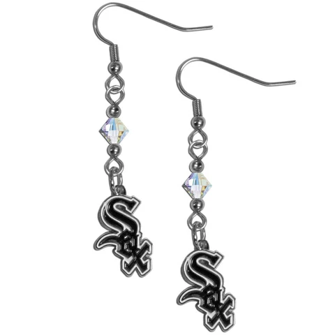 Chicago White Sox MLB Crystal Dangle Earrings, Baseball Jewelry Cover