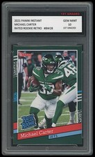 MICHAEL CARTER 2021 PANINI INSTANT 1ST GRADED 10 RATED RETRO ROOKIE CARD JETS