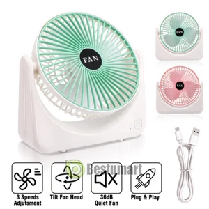 3.7V USB Rechargeable Desk Table Fan Personal Air Fan Quiet Portable Fan 3Speeds - Picture 1 of 24