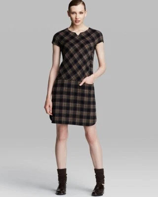 MAX MARA Weekend Orense 女式羊毛连衣裙格子棕色/黑色美国 14 码 — 第 1/4 张图片