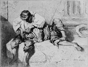 LES PETITS MENDIANTS (de Decamps)- Gravure d'art du 19e siècle - Bild 1 von 2