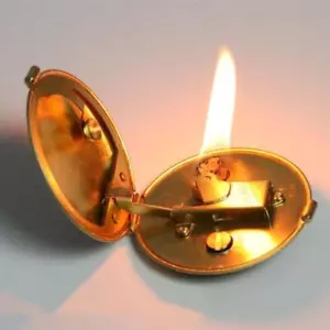 Compact Round Semi-automatic Antique Handmade Brass Mechanical Lighter Gift - Picture 1 of 24
