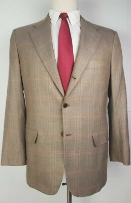Kiton Napoli Beige Windowpane Check Pure Cashmere 3 Button Sport Coat 40 Regular - Image 1 of 4