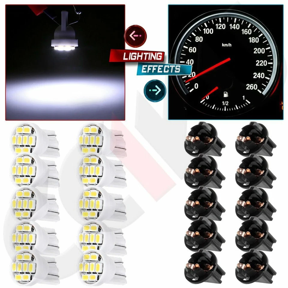 10X 194 T10 Instrumento Velocímetro Luz Blanco LED Bombilla Bloqueo Giratorio Soporte de Enchufe Foto 1 de 4