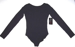 Theatricals Dancewear Leotard Bodysuit LS Long Slv V-Back TH5560 Black New Girl - Picture 1 of 13