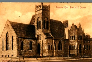 Vintage Postkarte - Erste M.E. Kirche, Emporia, KS - Bild 1 von 2