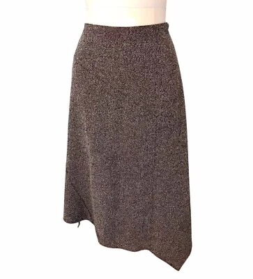 Lafayette 148 Wool Angora Midi Skirt Asymmetric Timeless Brown Read Women’s Sz 8 - Image 1 of 4