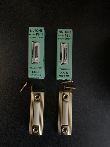 NuTone Push Button Door Bell PB-11 Gold Anodized - Vintage NOS (2) Cover