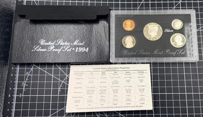 1994-S 90% Silver Proof Set 5-Coin Set w/ Original Government Packaging Box, COA - Image 1 of 4