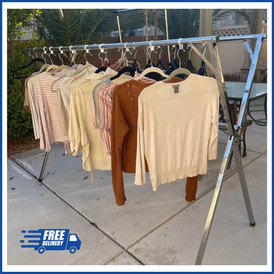 Estante de secado de ropa de acero inoxidable de 79" plegable ajustable interior exterior Foto 1 de 4