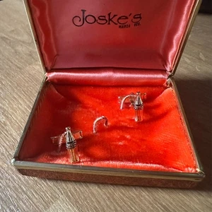 Vintage COCA COLA BOTTLE CUFFLINKS Joske's with Case - Picture 1 of 6