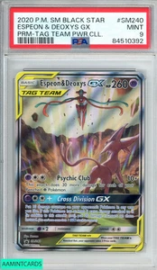 2020 Pokemon SM BLACK STAR PROMO ESPEON DEOXYS GX #SM240 TAG TEAM PWR CLL PSA 9 - Bild 1 von 3
