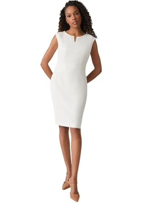 Vestido vaina Kasper para mujer pequeño con cuello muesca (Vanilla Ice, 16P) Foto 1 de 3