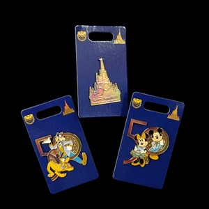 Walt Disney World 50th Anniversary Celebration 3 Pins Castle Mickey Goofy New - Picture 1 of 10