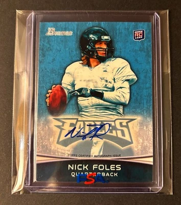 Bowman Nick Foles 2012 novato ¡auto azul! SSP Super Bowl MVP Eagles Foto 1 de 2