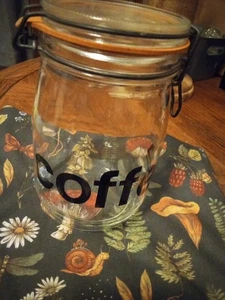 Tarro de café de vidrio vintage Triomphe Francia 1 L bote alambre fianza tapa bloqueo - Imagen 1 de 5