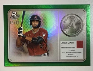 Jordan Lawlar 2022 Bowman Platinum Minted in Merit Green #d 94/99 #MM-13 Rookie - Picture 1 of 2