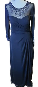 J S Collection Women's Black A-Line Illusion Embellished Formal Long Gown SZ 6 - Picture 1 of 24