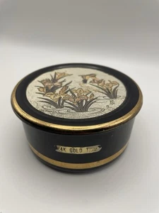 The Art Of Chokin 14k Gold Trim Porcelain Trinket Box Made In Japan - Picture 1 of 4