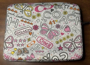 Autentica Coach Poppy Bandana Graffiti Farfalla Borsa Manica Portatile Vedi Foto - Foto 1 di 9