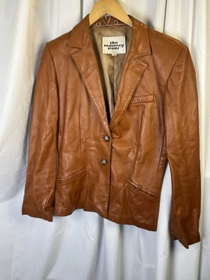 The Tannery West  VINTAGE REAL LEATHER Jacket EUC Camel Blazer Style Sz 10 EUC - Image 1 of 4
