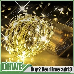 Battery Operated LED Fairy Lights 2M 3M 5M 10M Xmas String Lights Party Wedding - Picture 1 of 18