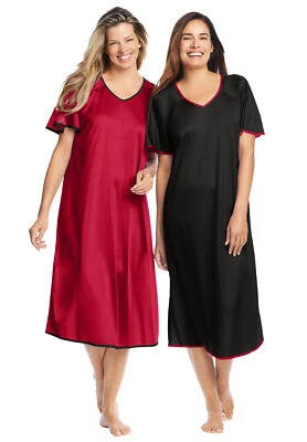 Paquete de 2 pijamas cortos sedosos para mujer talla grande Only Necessities Foto 1 de 4