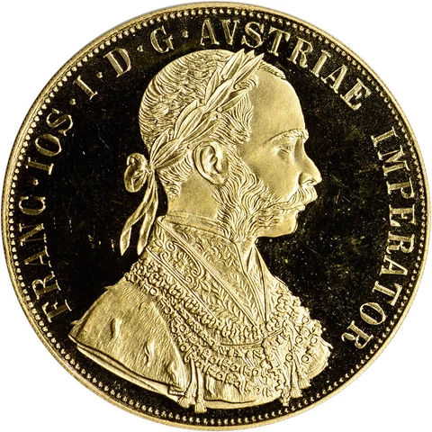 1915 Austria Gold 4 Ducat (.4427 oz) - BU - Restrike Cover