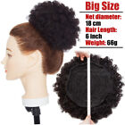 Puff Afro Curly Bun Clip In Real Human Hair Extensions Black Updo Chignon THICK