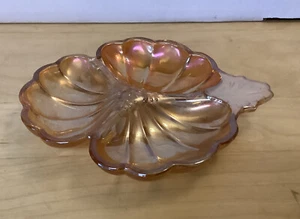 Vintage Carnival Glass Marigold Divided Clover Leaf Style Candy Dish - Picture 1 of 4