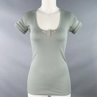 Top informal manga corta adorno mezcla algodón salvia verde talla S RIVAMONTI Foto 1 de 4