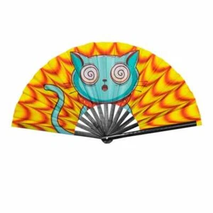 GloFX Festival Folding Fan – Trippy Kitty - Picture 1 of 8