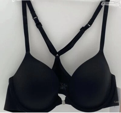 Calvin Klein QF1092 Perfectly Fit Racerback Plunge T-Shirt Bra 32DD Black New - Image 1 of 4