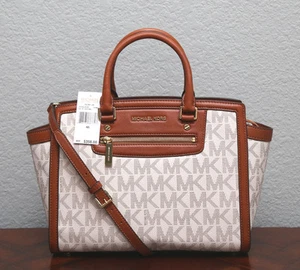 Borsa grande MICHAEL KORS $358 SELMA firma logo 30T4GLZS3B VANIGLIA - nuova con etichette - Foto 1 di 6