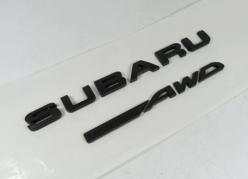 Subaru Legacy Impreza Crosstrek Symmetrical AWD Emblem Rear Trunk Black Badge - Image 1 of 3