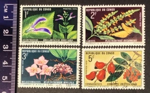 Congo 1970 Flora and Fauna 1,2,3, and 5F Stamps (used) Scott's Numbers 222-225 - Picture 1 of 1