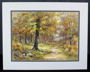 Pintura acuarela original Edgar Forkner, Indiana paisaje boscoso 20" x 14,5" - Imagen 1 de 11