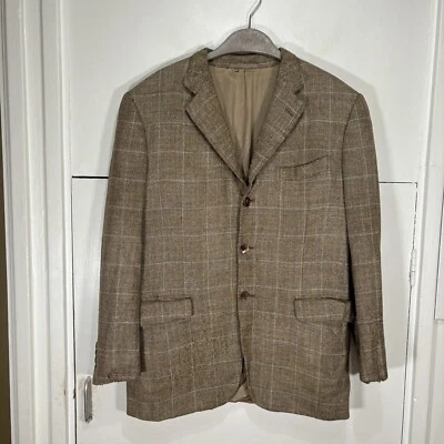 Isaia For Herbie Frogg Blazer Jacket Vintage Brown Linen Wool Silk Tweed Size 50 - Image 1 of 4