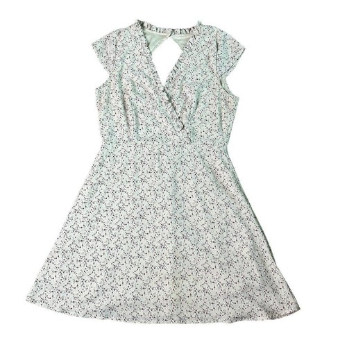 OFF WHITE Abito Lulus bianco sporco stampa floreale mini arricciata posteriore aperta taglia media donna