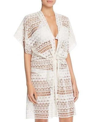 Traje de baño Gottex Pearl Goddess crochet kimono encubrimiento marfil talla L $198 Foto 1 de 2